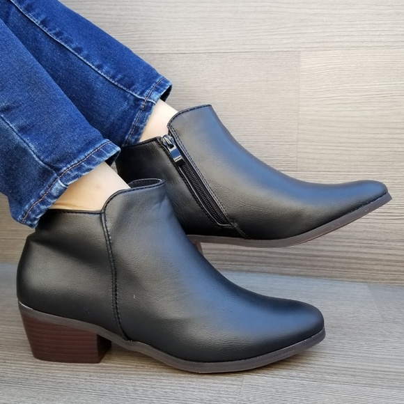 Black Vegan Booties Boots With Zipper-P - Picture 4 of 8